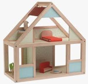 Wooden Dolls House (Blue + Bag)