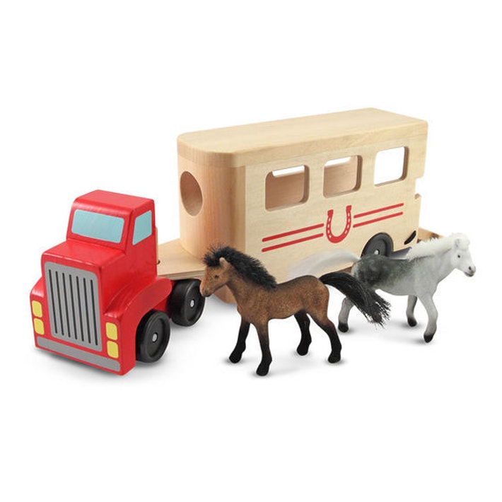 Wooden Horse Carrier Vehicle Set